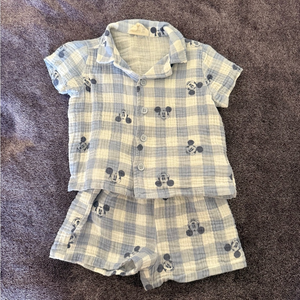 Blue Plaid Mickey Set